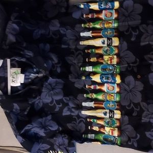 Ky' Mens Hawaiian Shirt w/Coconut Shell Buttons, Sz L, Made in Hawaii